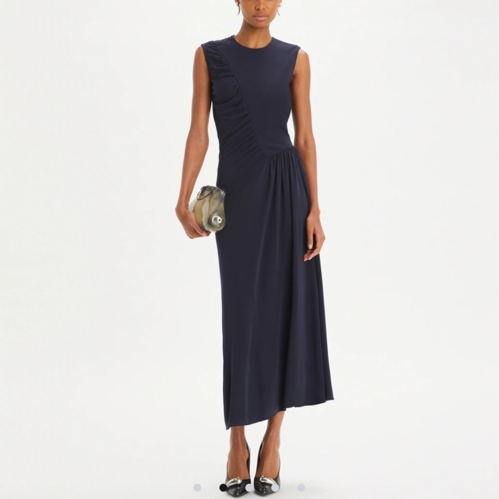 Tory Burch Midi Dress with Ruched Detail Retail $898